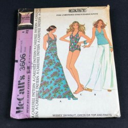 3606 MCCALLS 1973 STRETCH KNIT SWIMSUIT, LONG DRESS, TOP, PANTS PATTERN 10